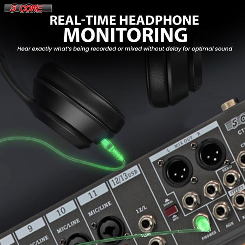 5 Core Audio Mixer 12 Channel DJ Equipment with Bluetooth USB Sound